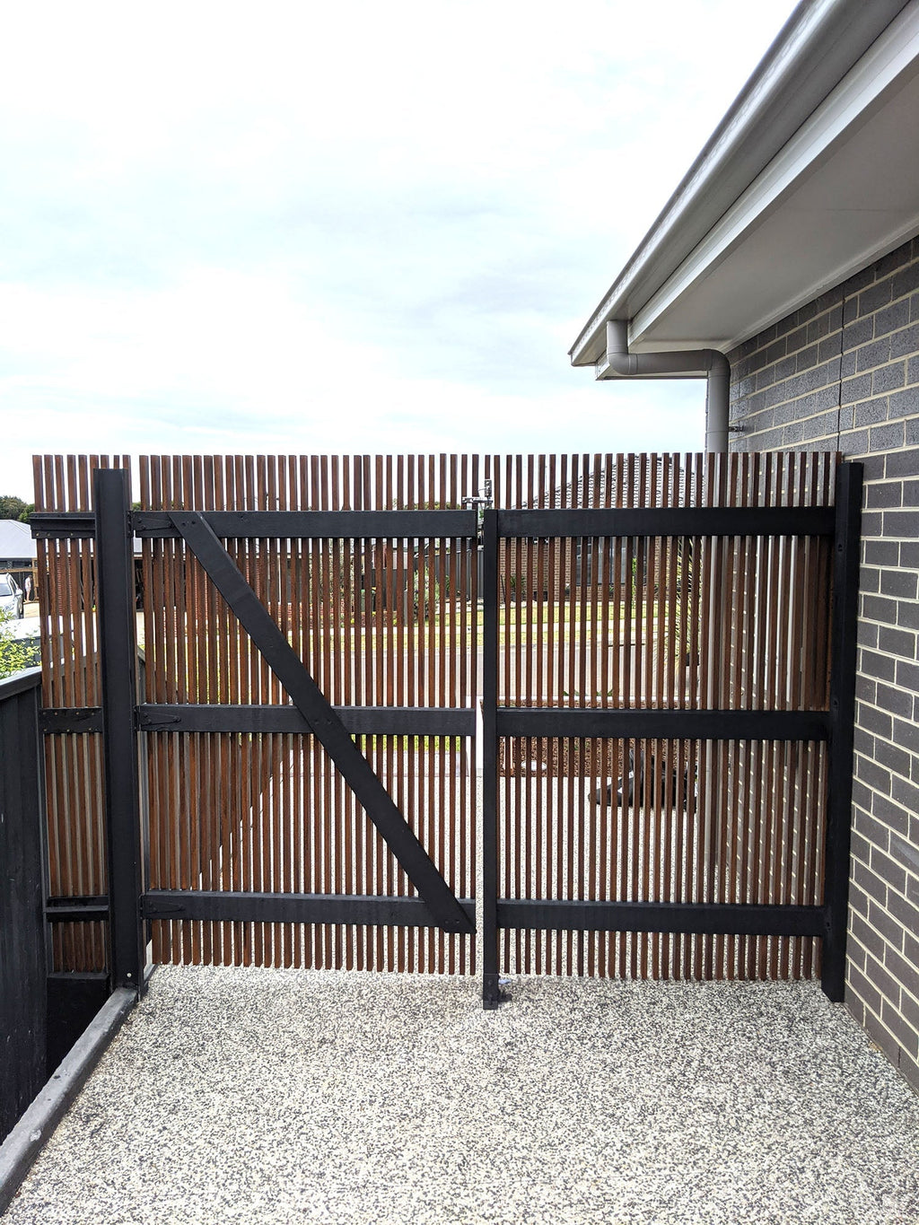 Merbau timber screen installed outdoor