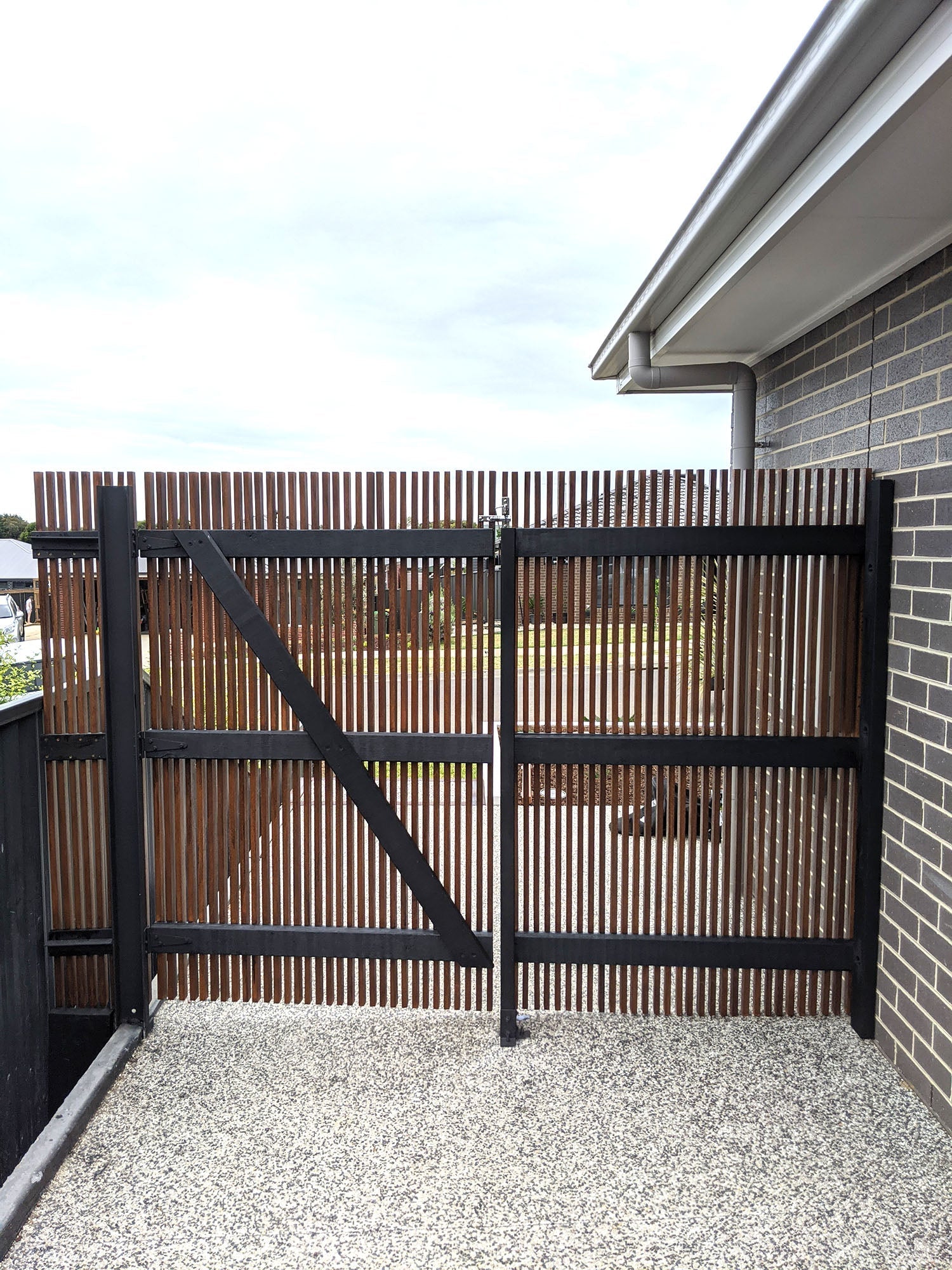 Merbau timber screen installed outdoor