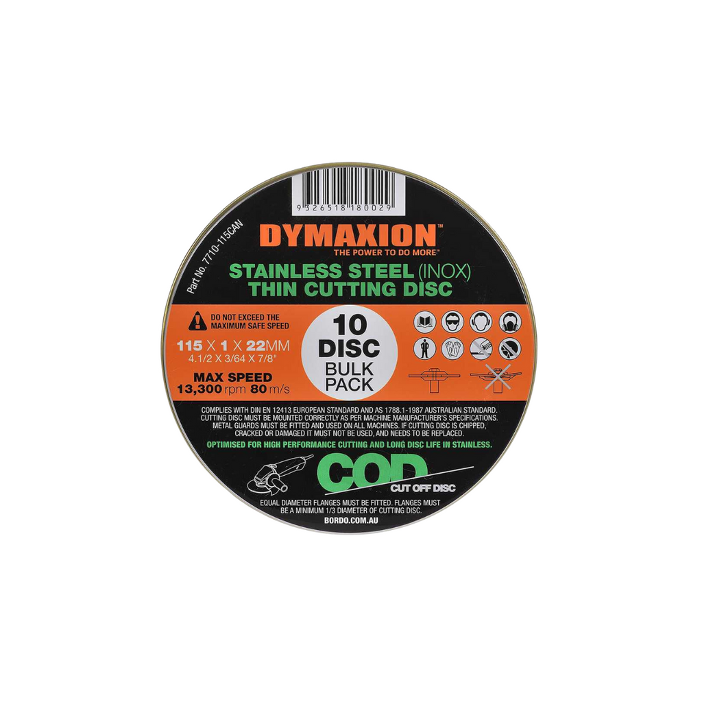 10 Pack Dymaxion Thin Cutting Disc Stainless Steel (INOX)