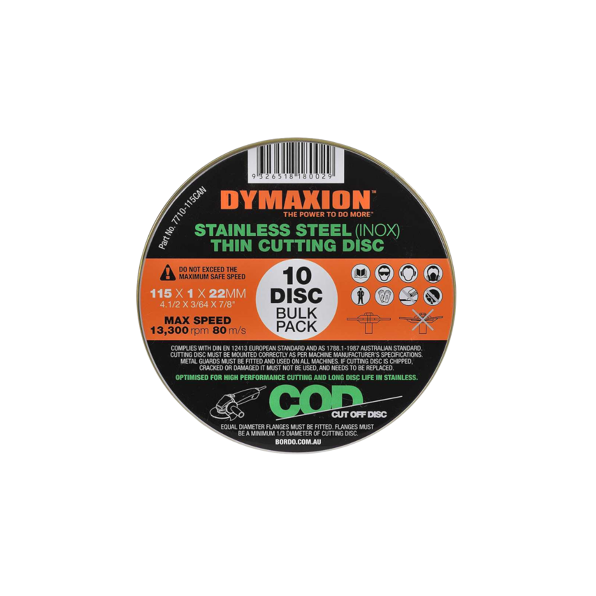10 Pack Dymaxion Thin Cutting Disc Stainless Steel (INOX)