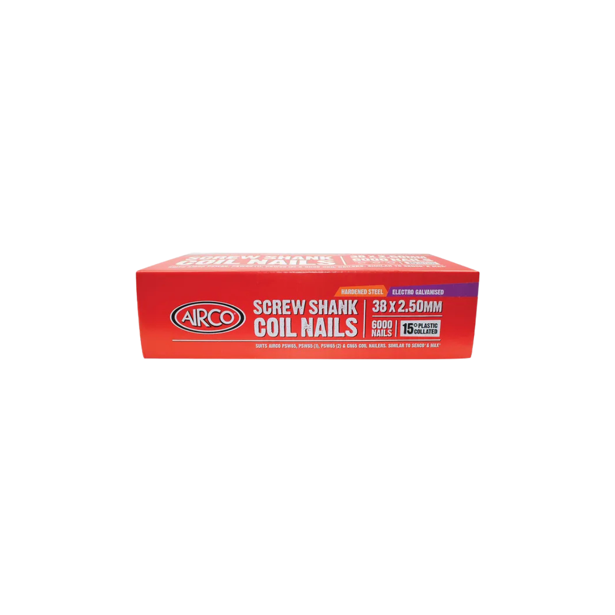 Airco FAP Series Coil Nails – 2.5x38mm (Electro-Galvanised, 6,000 Pack)